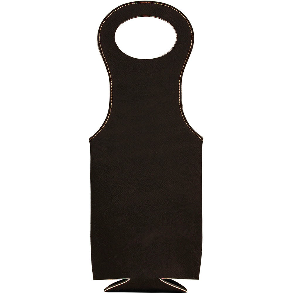 Beer &amp; Wine Gifts - Black with Gold Leatherette Wine Bag