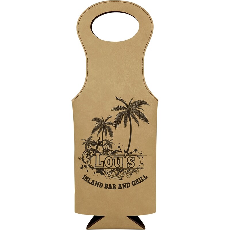 Beer &amp; Wine Gifts - Light Brown Leatherette Wine Bag