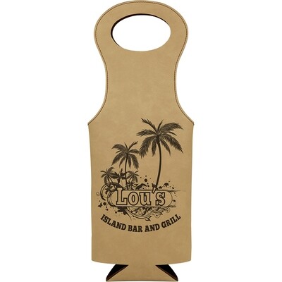 Beer &amp; Wine Gifts - Light Brown Leatherette Wine Bag