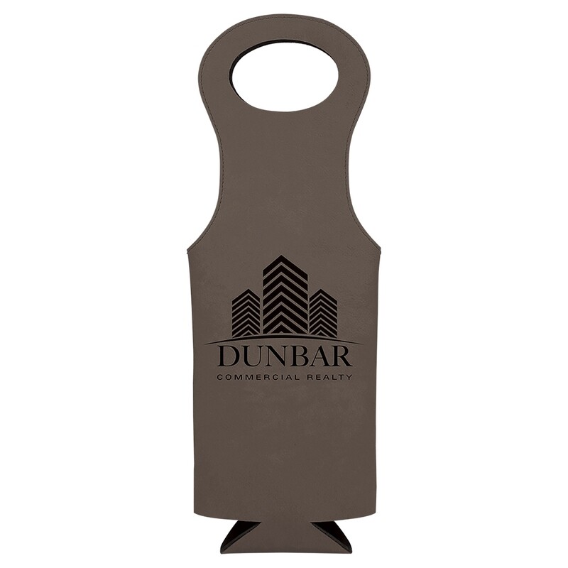 Beer &amp; Wine Gifts - Gray Leatherette Wine Bag