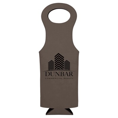 Beer &amp; Wine Gifts - Gray Leatherette Wine Bag
