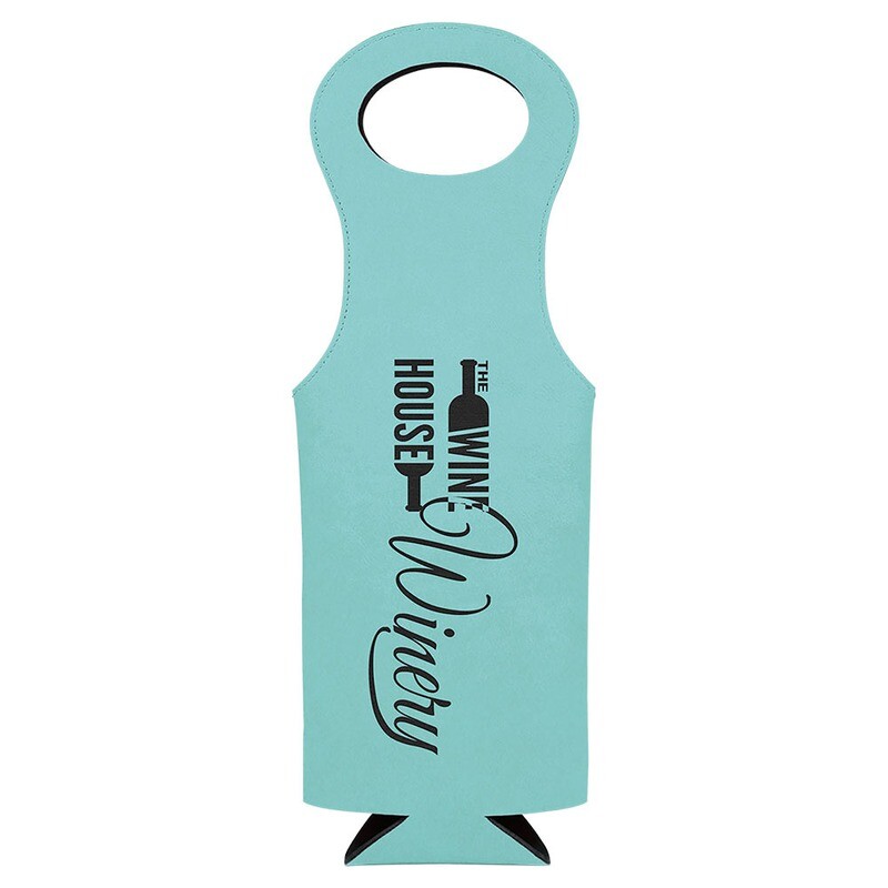 Beer &amp; Wine Gifts - Teal Leatherette Wine Bag