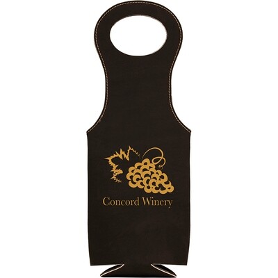 Beer &amp; Wine Gifts - Black with Gold Leatherette Wine Bag