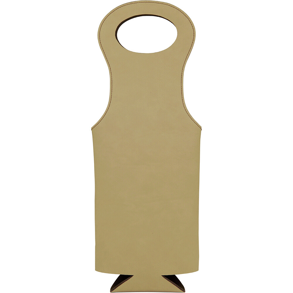 Beer &amp; Wine Gifts - Light Brown Leatherette Wine Bag