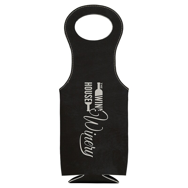 Beer &amp; Wine Gifts - Black with Silver Leatherette Wine Bag