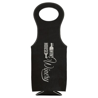Beer &amp; Wine Gifts - Black with Silver Leatherette Wine Bag