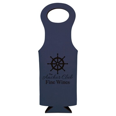 Beer &amp; Wine Gifts - Navy Blue with Black Leatherette Wine Bag