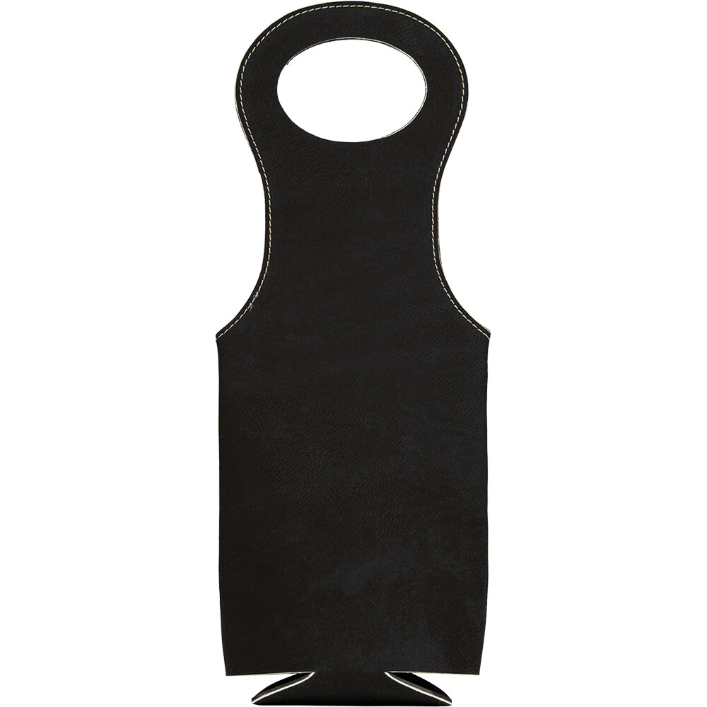 Beer &amp; Wine Gifts - Black with Silver Leatherette Wine Bag