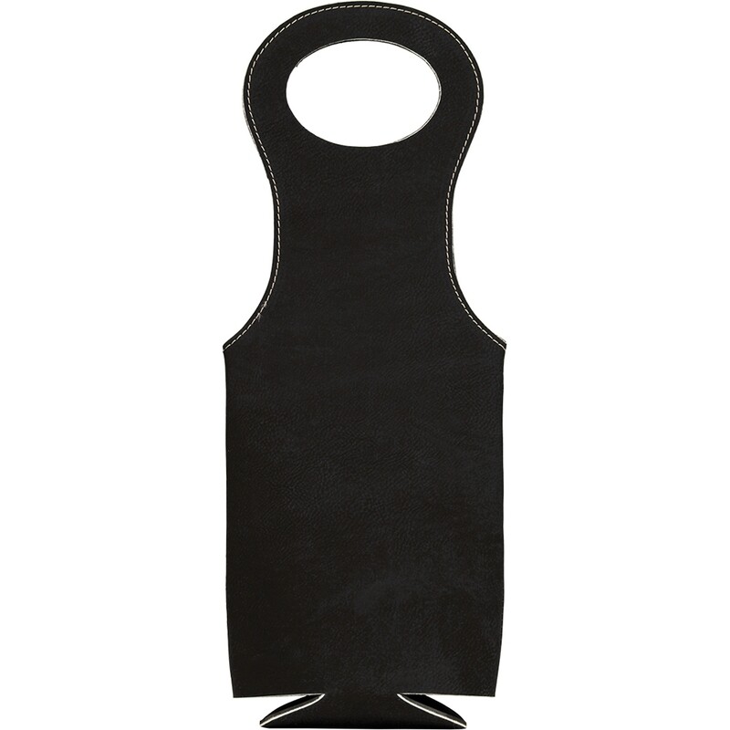 Beer &amp; Wine Gifts - Black with Silver Leatherette Wine Bag