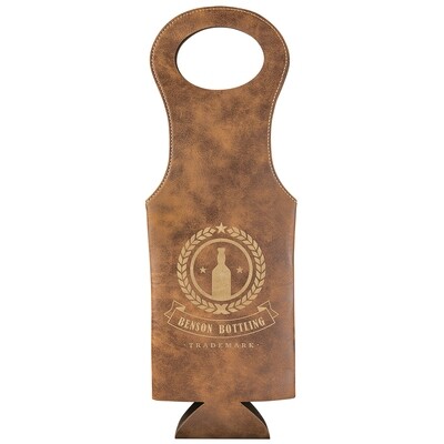 Beer &amp; Wine Gifts - Rustic Brown with Gold Leatherette Wine Bag