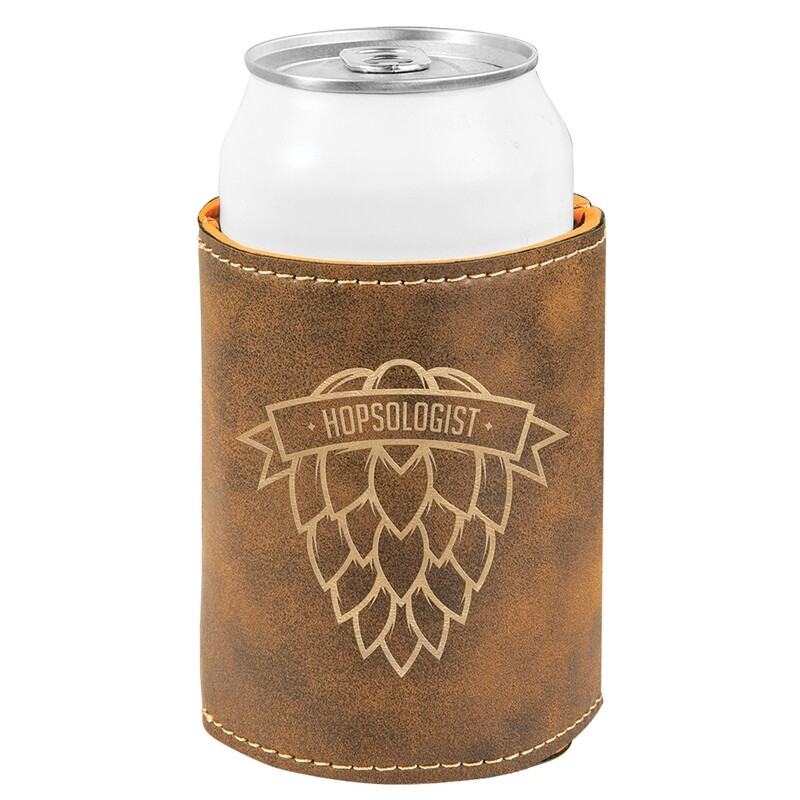 Beverage Holders -Rustic Brown with Gold Leatherette