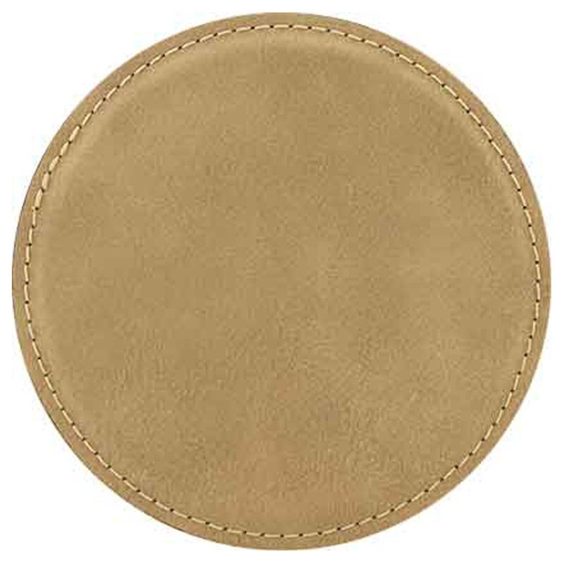 Coasters - Light Brown Round Leatherette Coaster Set
