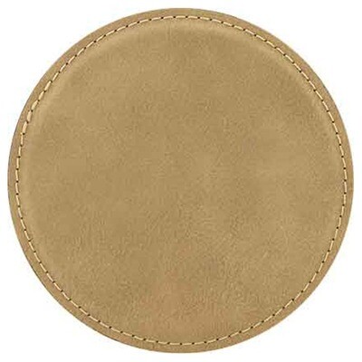 Coasters - Light Brown Round Leatherette Coaster Set