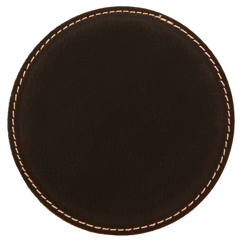 Coasters - Black with Gold Round Leatherette Coaster Set