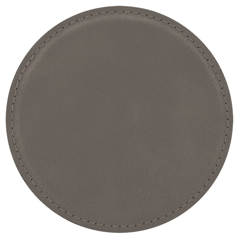 Coasters - Gray Round Leatherette Coaster Set