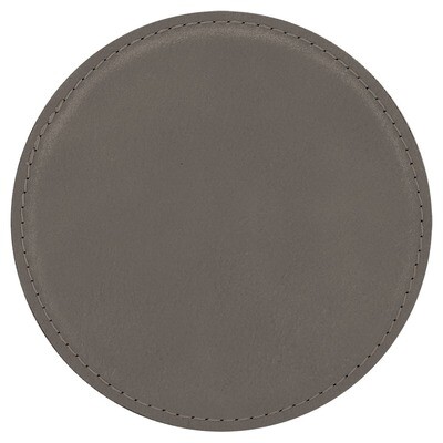 Coasters - Gray Round Leatherette Coaster Set