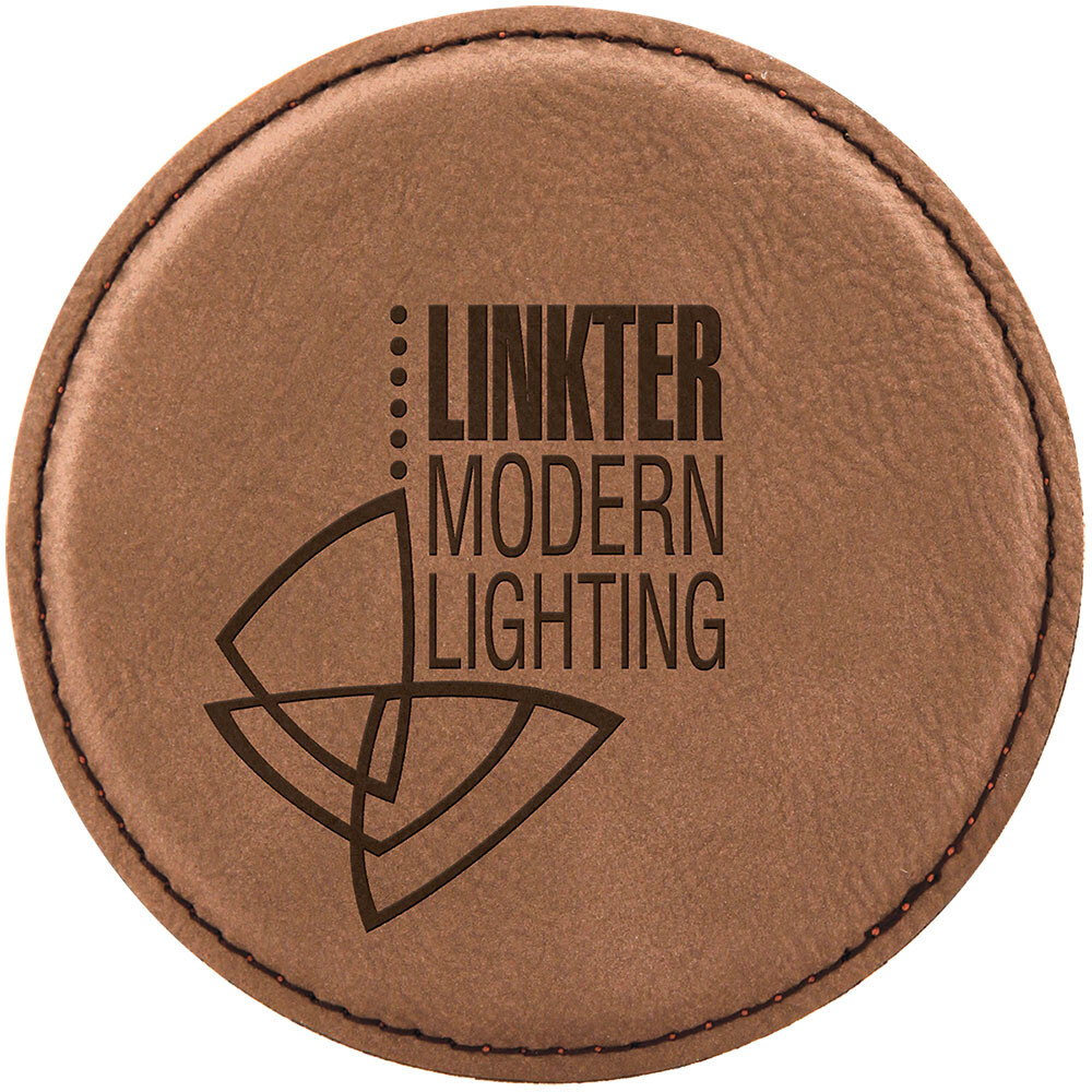 Coasters - Dark Brown Round Leatherette Coaster Set