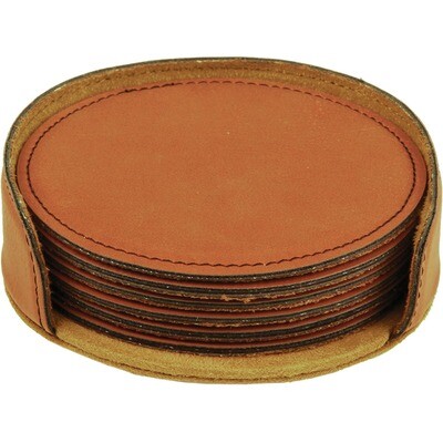 Coasters - Rawhide Round Leatherette Coaster Set