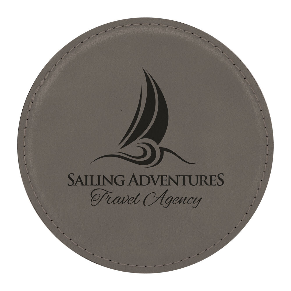 Coasters - Gray Round Leatherette Coaster Set