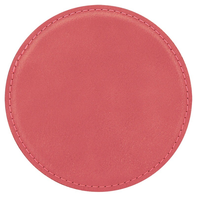 Coasters - Pink Round Leatherette Coaster Set