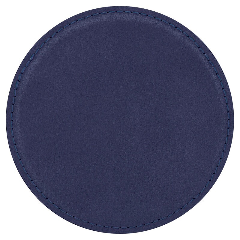 Coasters - Navy Blue with Black Round Leatherette Coaster Set