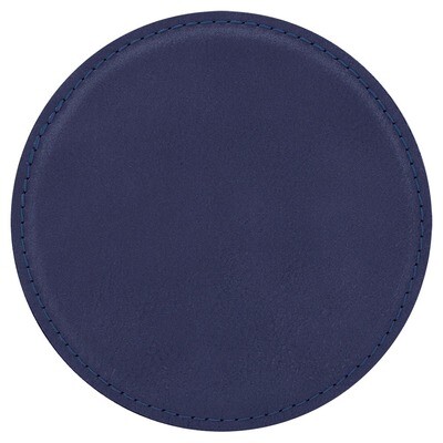 Coasters - Navy Blue with Black Round Leatherette Coaster Set