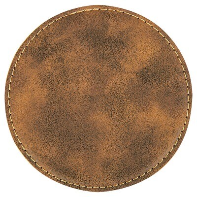 Coasters - Rustic Brown with Gold Round Leatherette Coaster Set