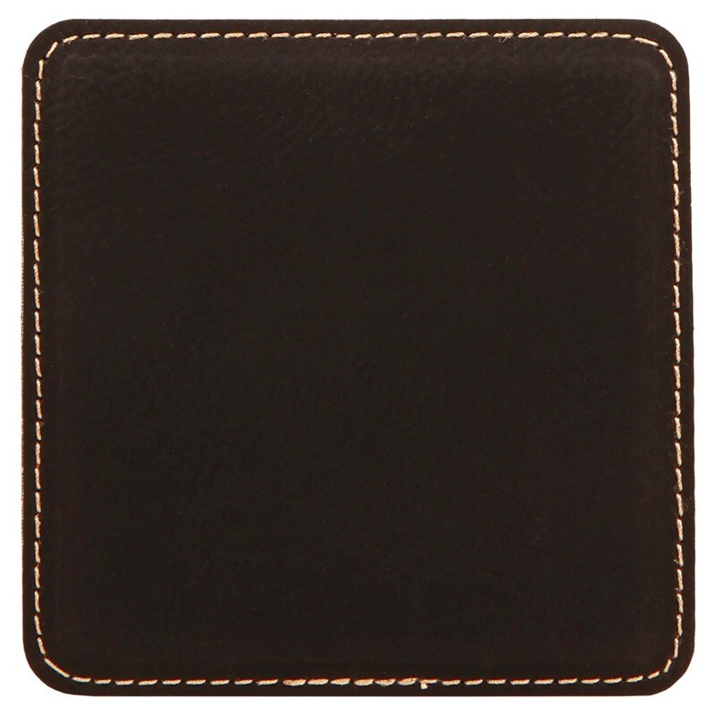 Coasters - Black with Gold Square Leatherette Coaster Set