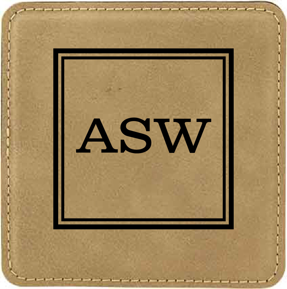 Coasters - Light Brown Square Leatherette Coaster Set