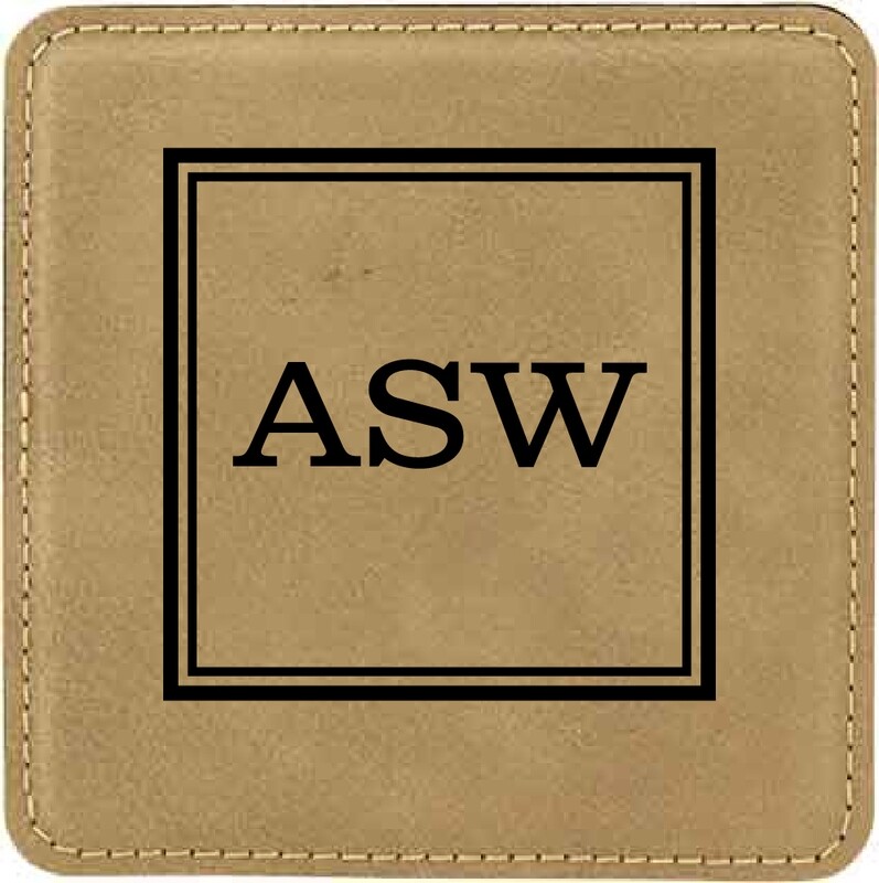 Coasters - Light Brown Square Leatherette Coaster Set
