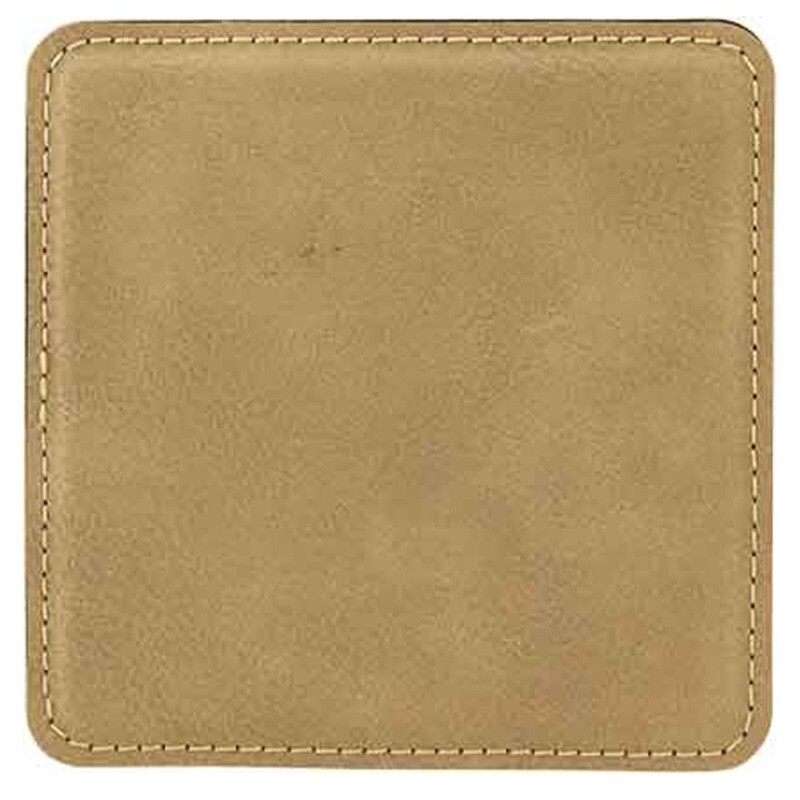 Coasters - Light Brown Square Leatherette Coaster Set