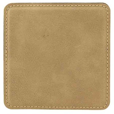 Coasters - Light Brown Square Leatherette Coaster Set