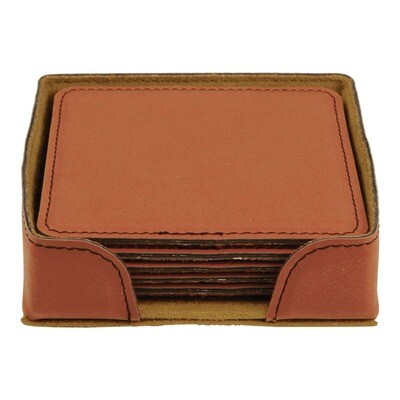 Coasters - Rawhide Square Leatherette Coaster Set
