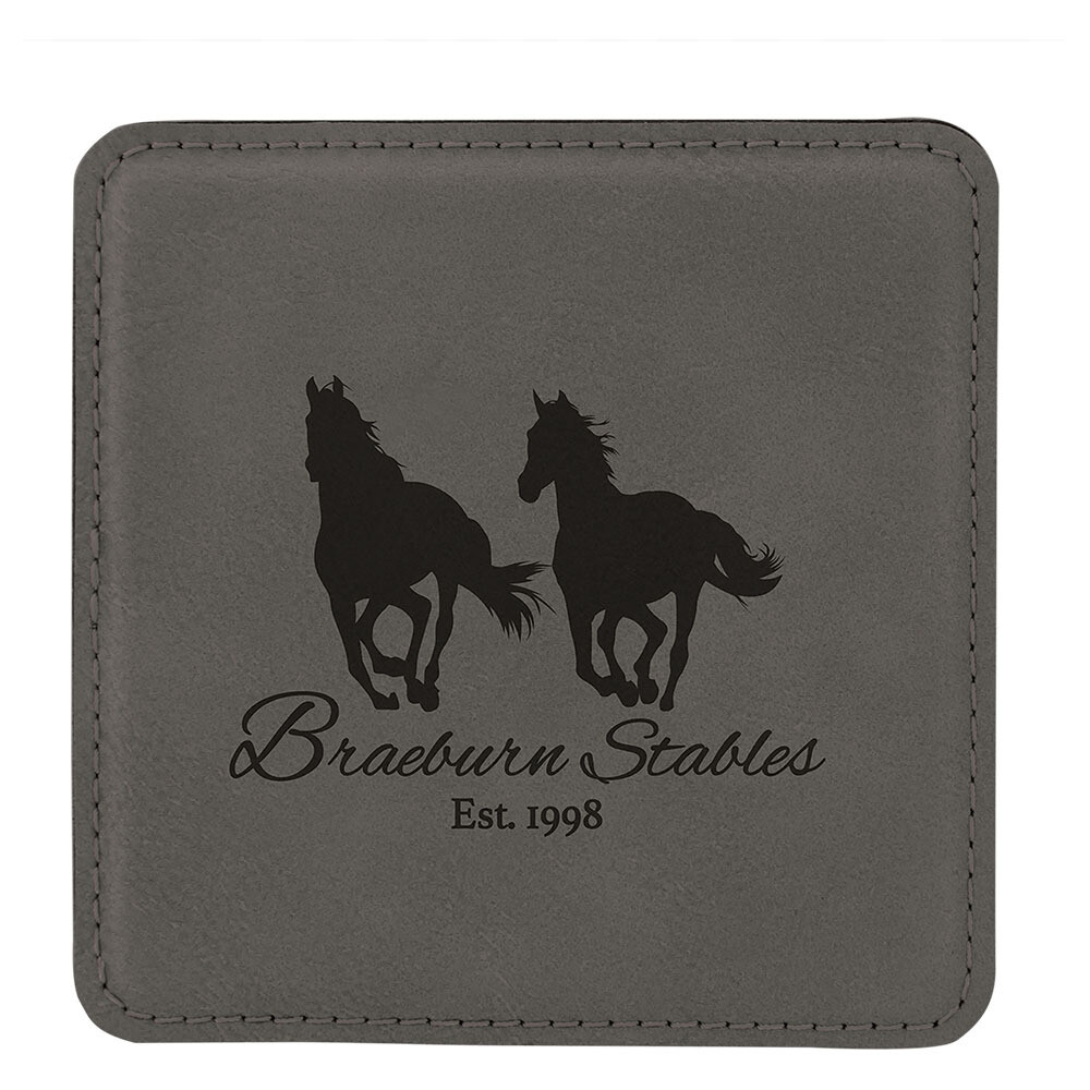 Coasters - Gray Square Leatherette Coaster Set