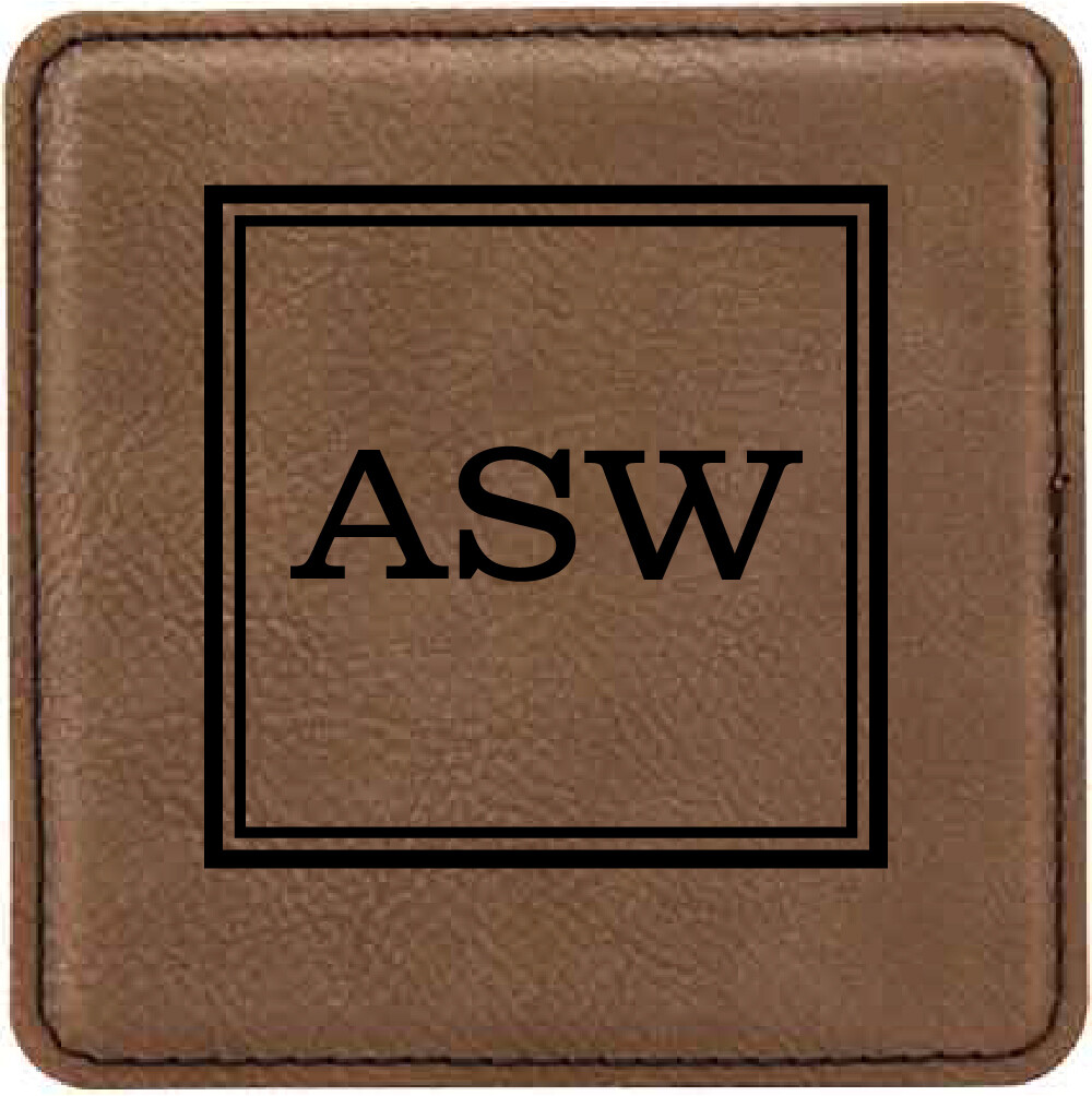 Coasters - Dark Brown Square Leatherette Coaster Set