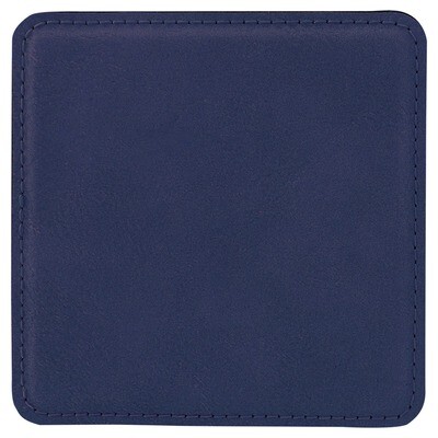 Coasters - Navy Blue with Black Square Leatherette Coaster Set