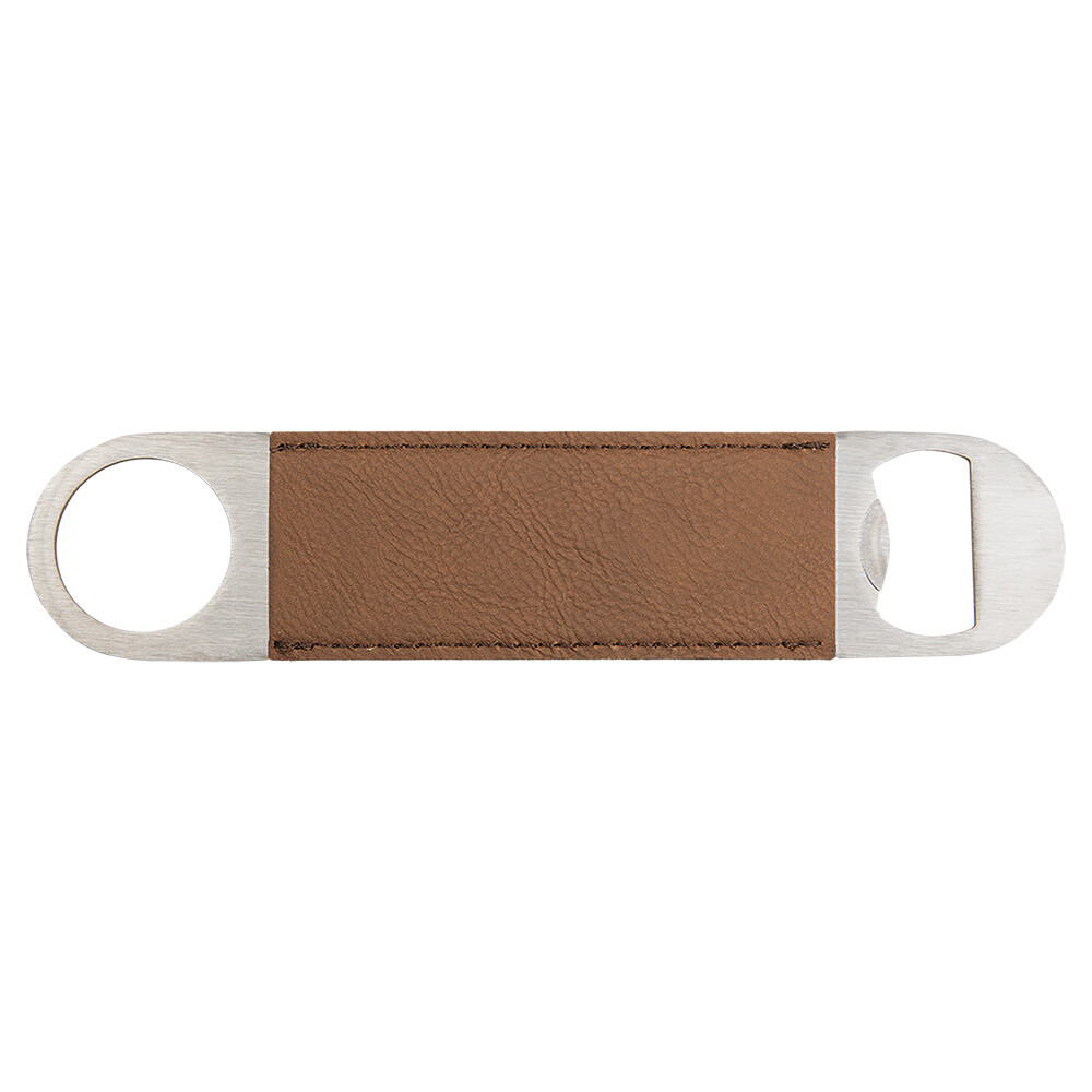 Hand Held Bottle Opener - Dark Brown Leatherette