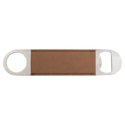 Hand Held Bottle Opener - Dark Brown Leatherette
