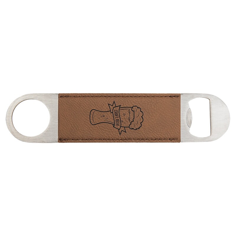 Hand Held Bottle Opener - Dark Brown Leatherette
