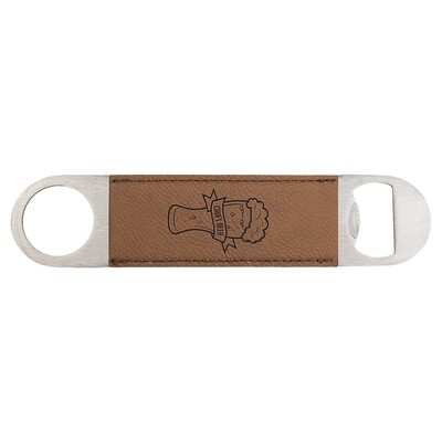 Hand Held Bottle Opener - Dark Brown Leatherette