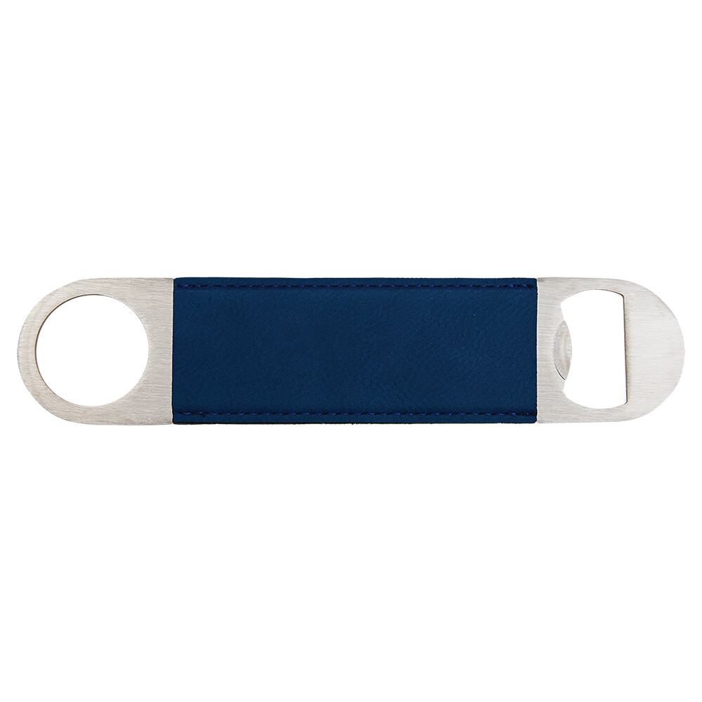 Hand Held Bottle Opener - Navy Blue with Black Leatherette