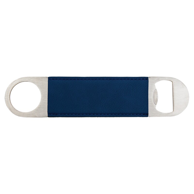 Hand Held Bottle Opener - Navy Blue with Black Leatherette