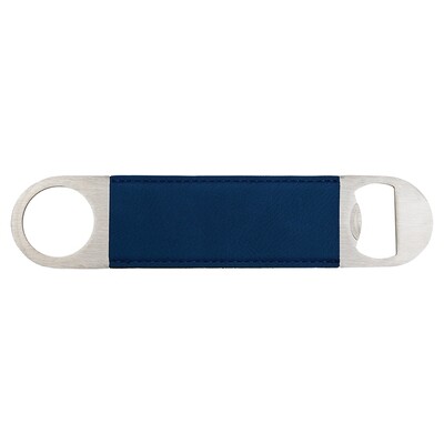 Hand Held Bottle Opener - Navy Blue with Black Leatherette