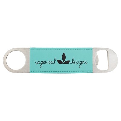 Hand Held Bottle Opener - Teal Leatherette