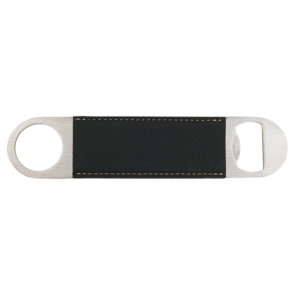 Hand Held Bottle Opener - Black with Gold Leatherette