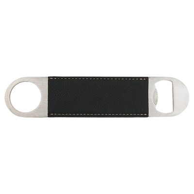 Hand Held Bottle Opener - Black with Gold Leatherette