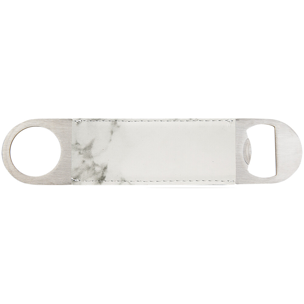 Hand Held Bottle Opener - White Marble Leatherette