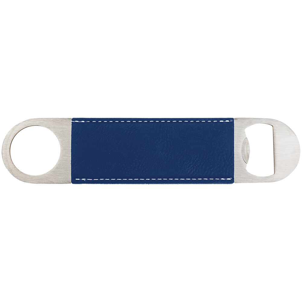 Hand Held Bottle Opener - Royal Blue with Silver Leatherette