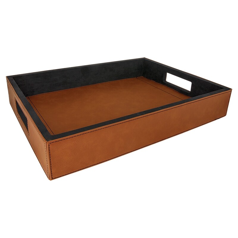 Serving Trays - Rawhide with Black Leatherette Serving Tray