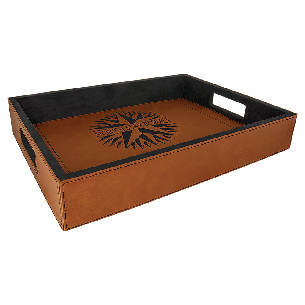 Serving Trays - Rawhide with Black Leatherette Serving Tray